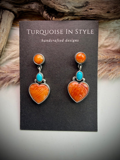 Federico Turquoise & Spiny Heart Earrings
