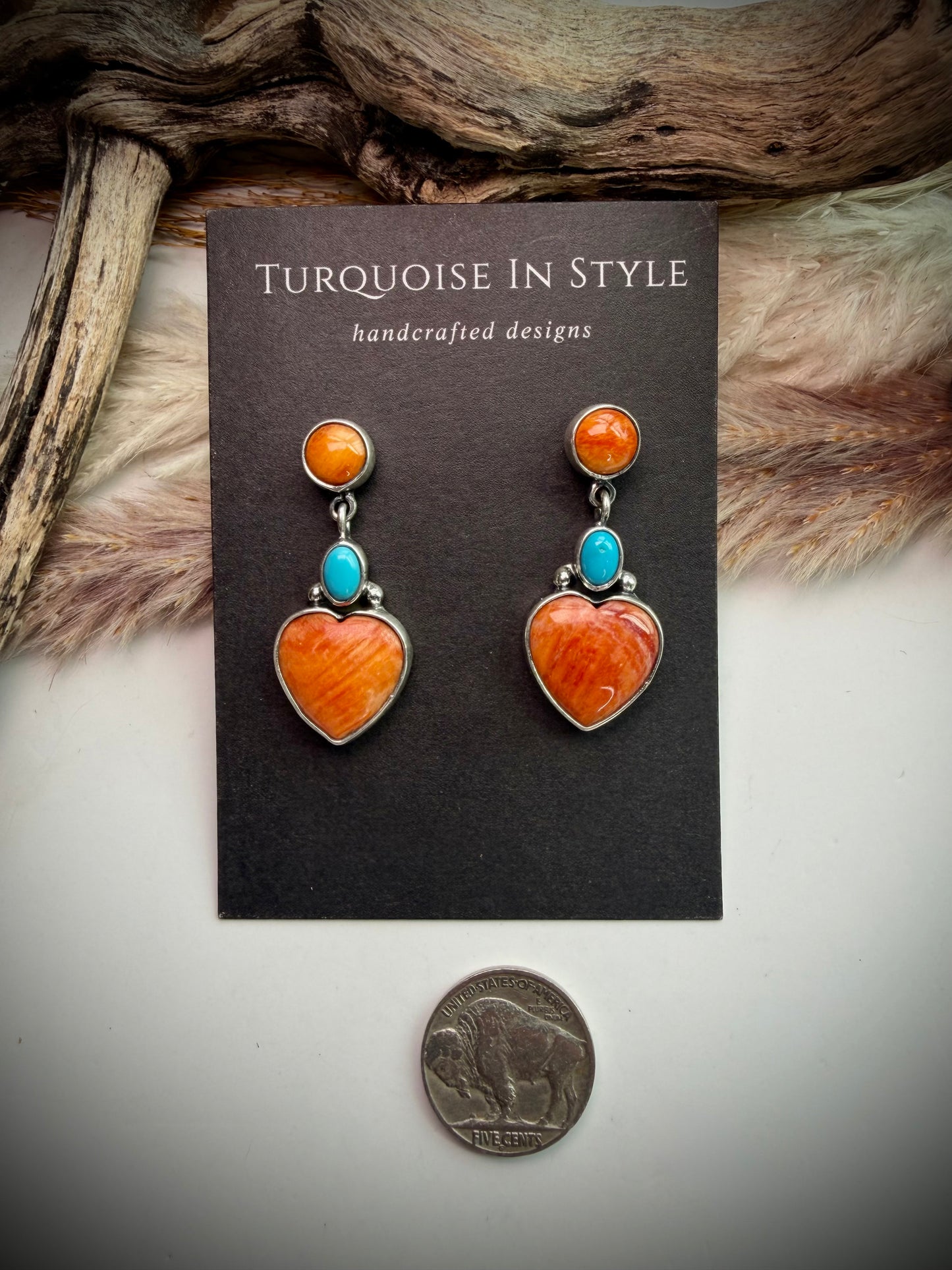 Federico Turquoise & Spiny Heart Earrings