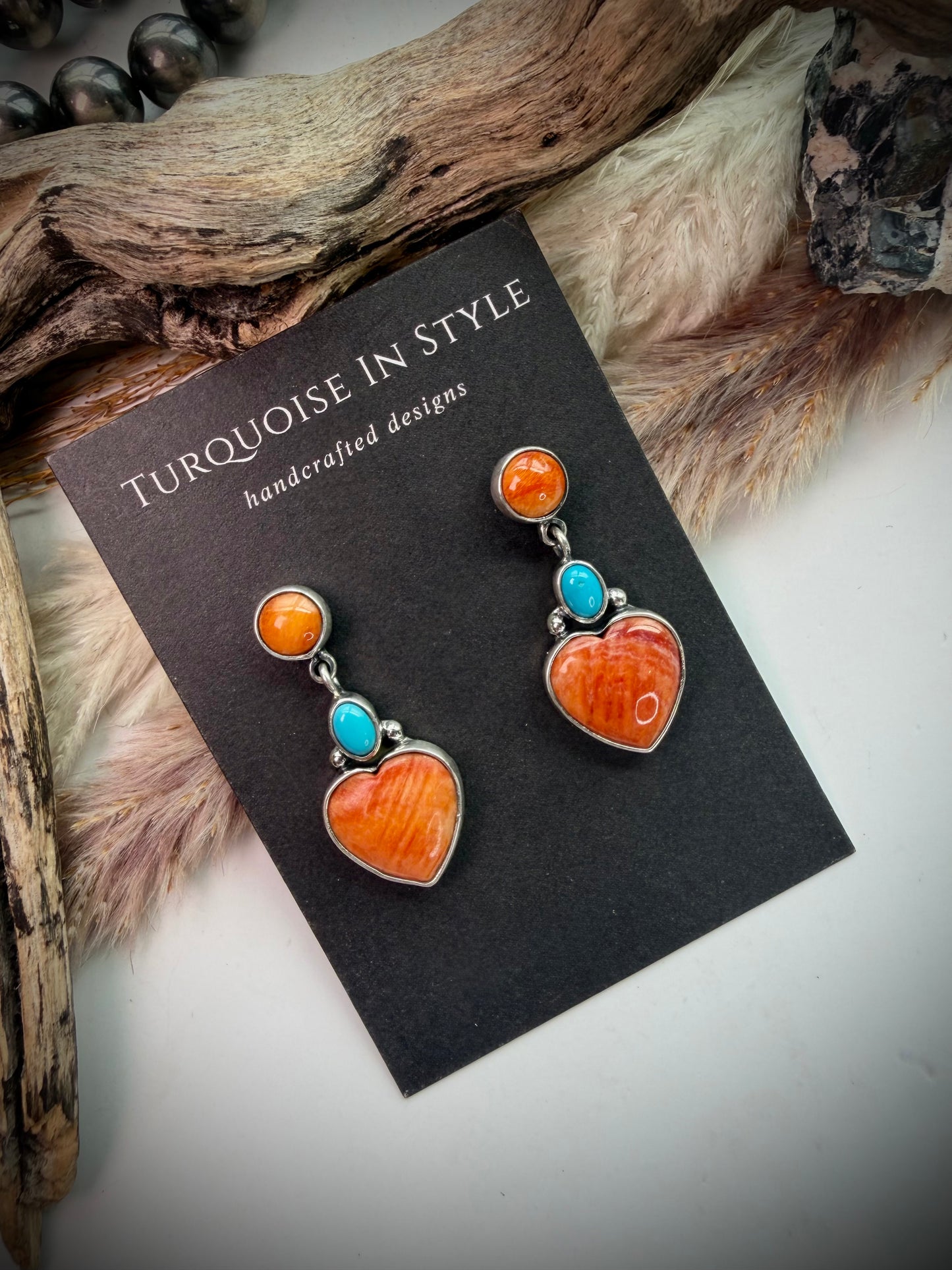 Federico Turquoise & Spiny Heart Earrings