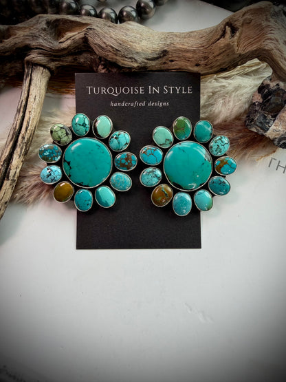 Federico Turquoise Cluster Earrings- Large