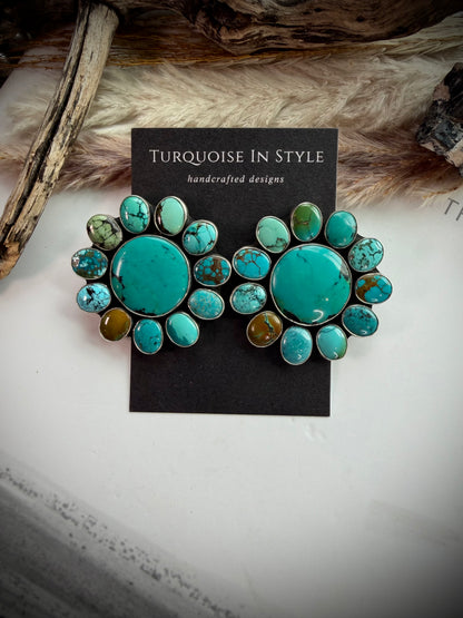 Federico Turquoise Cluster Earrings- Large