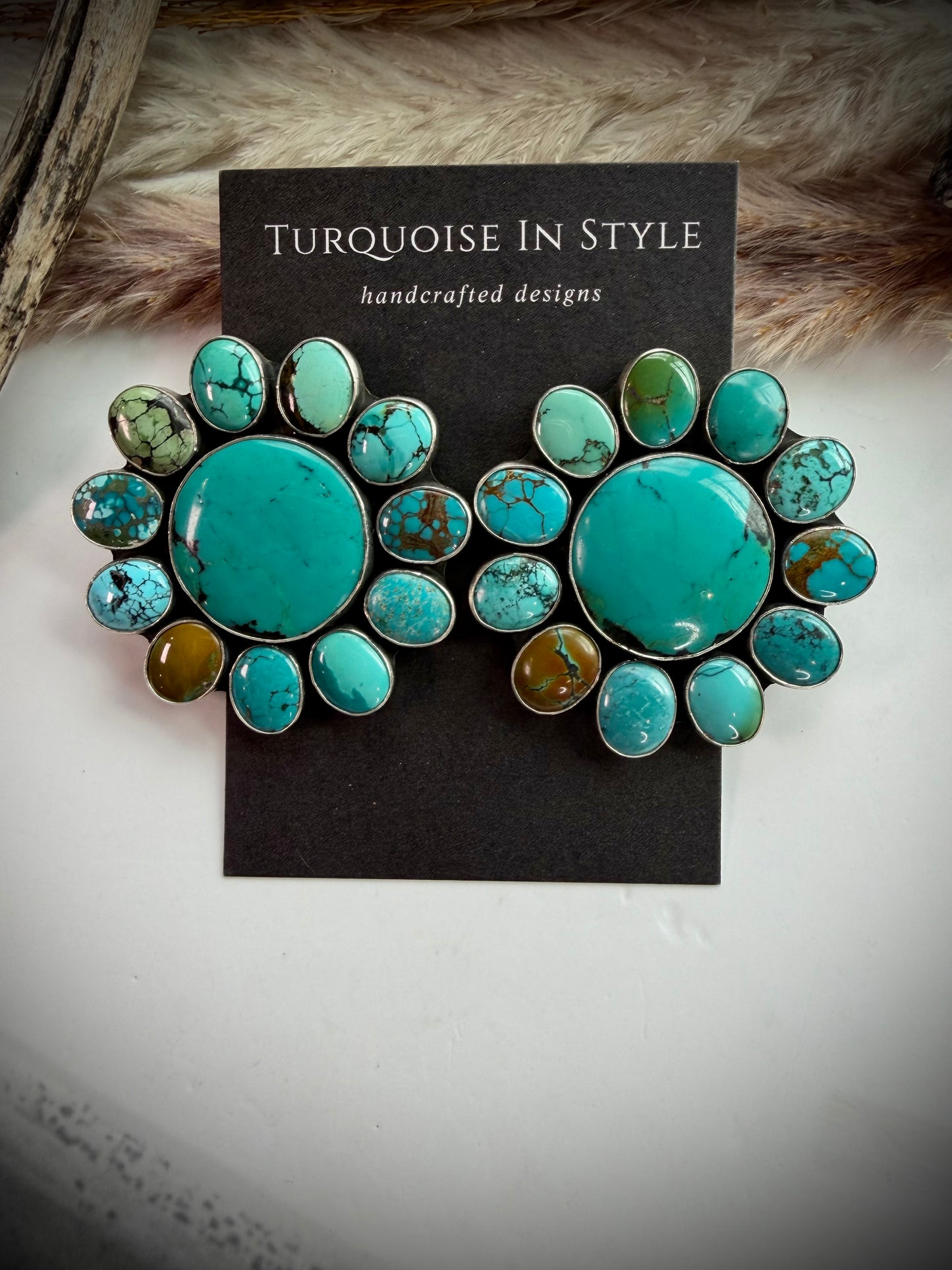 Federico Turquoise Cluster Earrings- Large