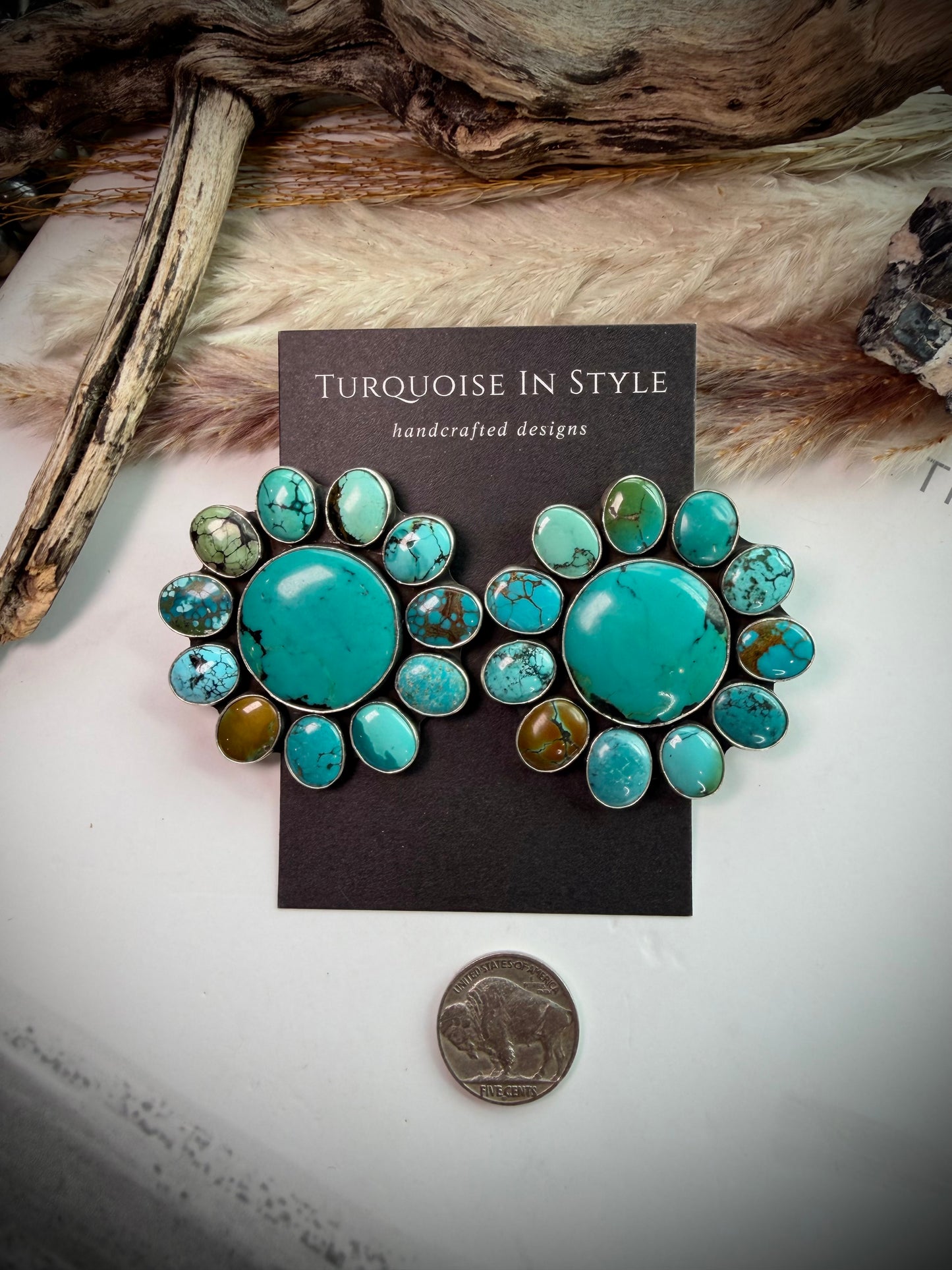 Federico Turquoise Cluster Earrings- Large