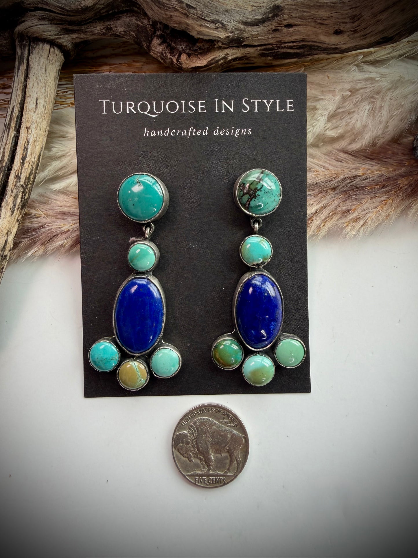 Federico Lapis & Turquoise Dangle Earrings