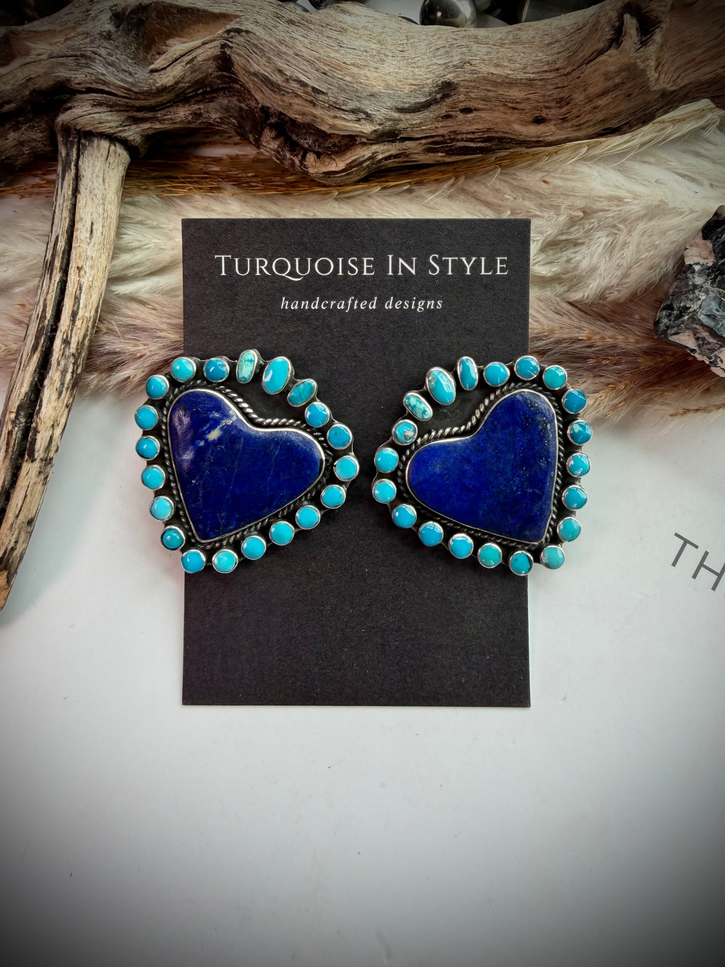Federico Lapis & Turquoise Heart Earrings