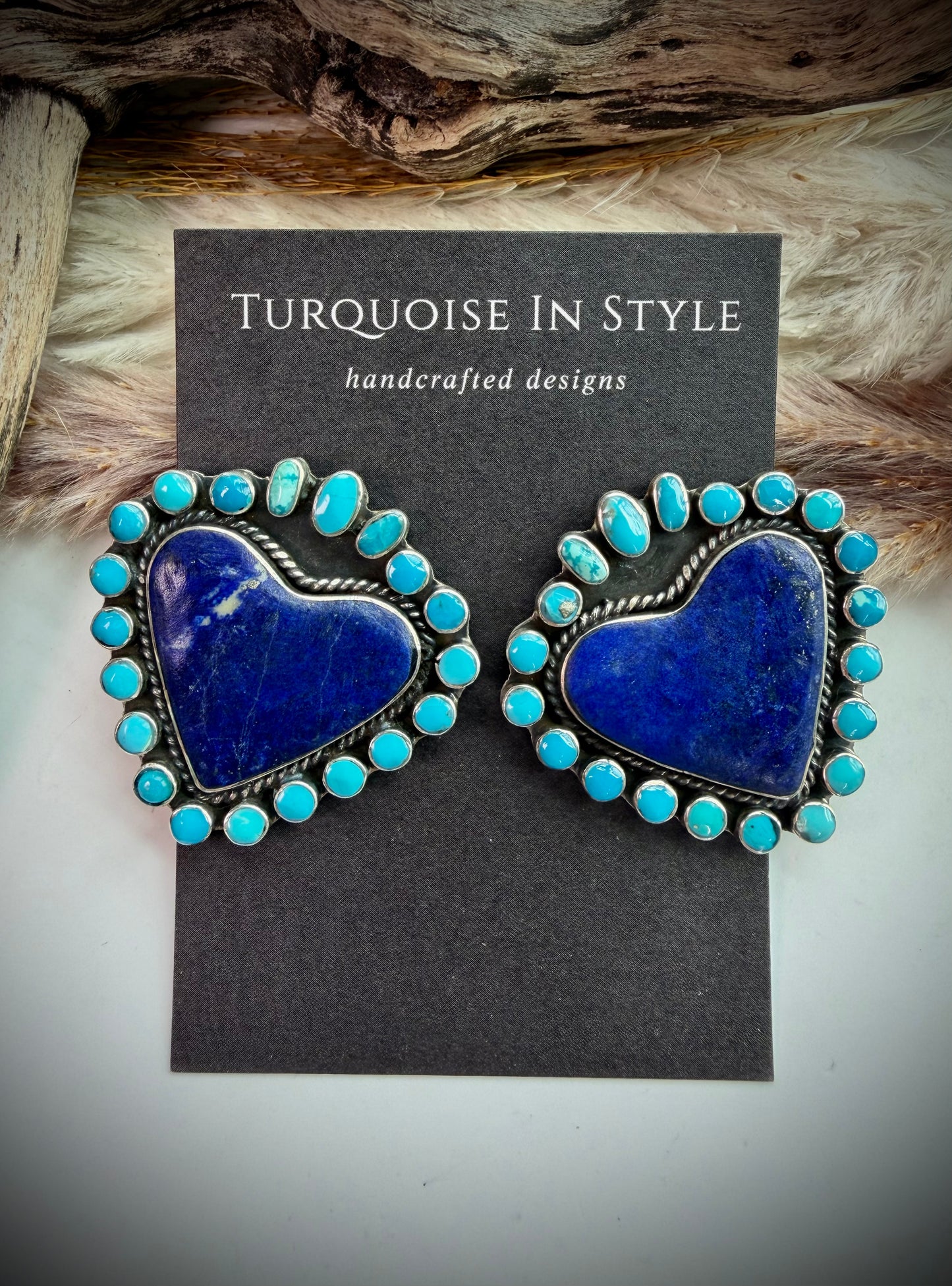 Federico Lapis & Turquoise Heart Earrings