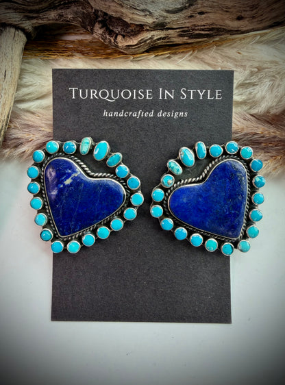 Federico Lapis & Turquoise Heart Earrings