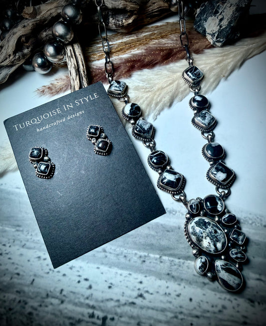 White Buffalo Lariat & Earring Set by Travis J.