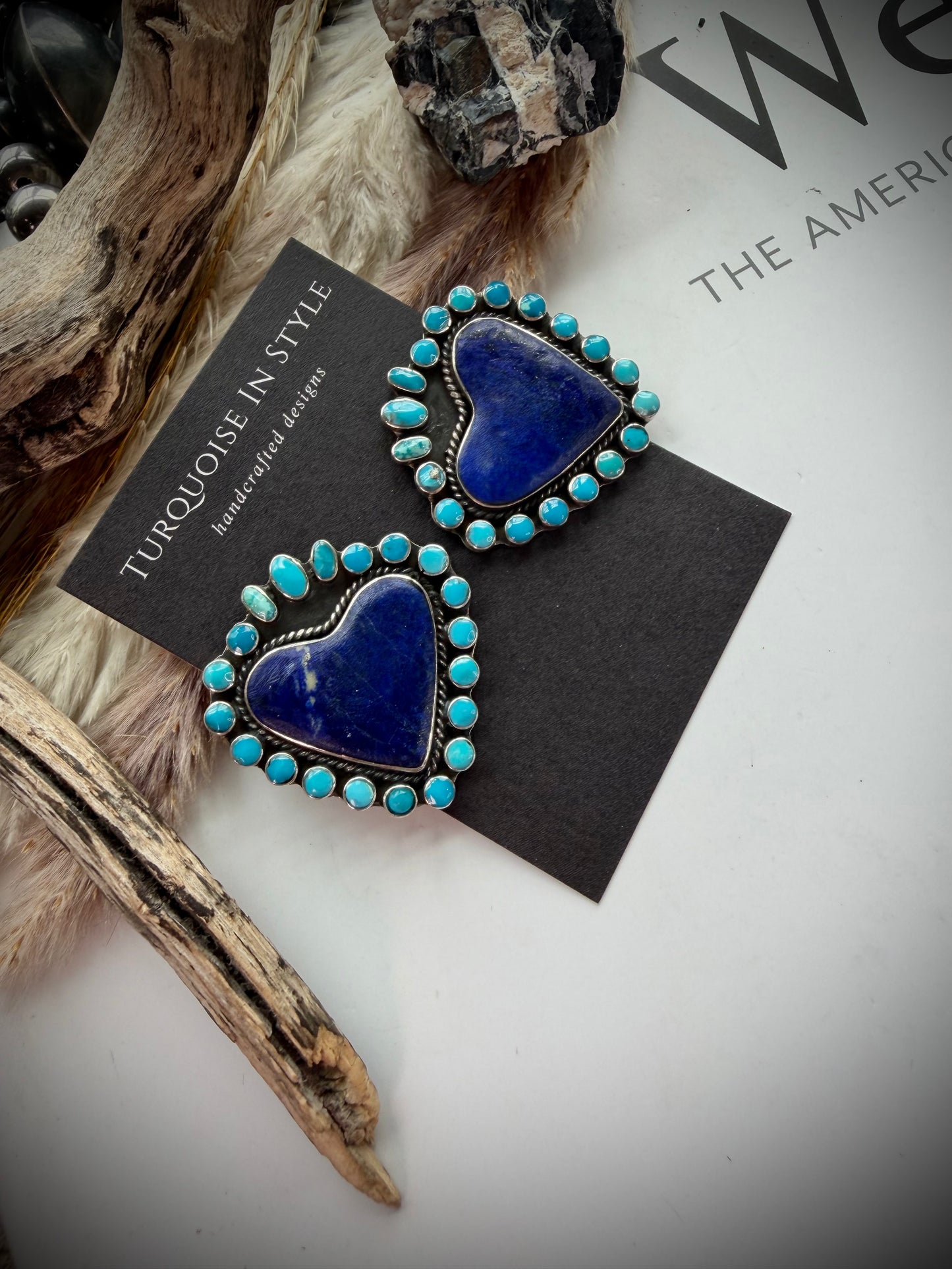 Federico Lapis & Turquoise Heart Earrings