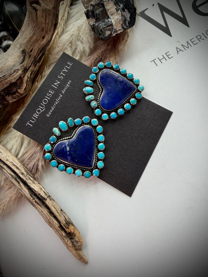 Federico Lapis & Turquoise Heart Earrings