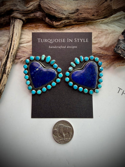 Federico Lapis & Turquoise Heart Earrings