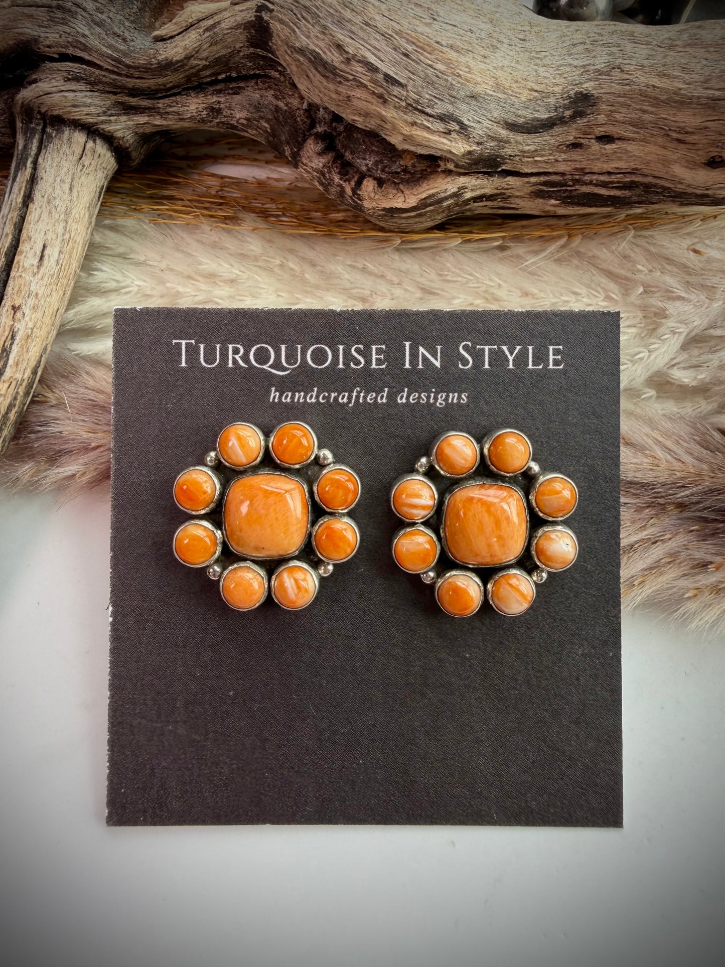 Federico Orange Spiny Cluster Earrings