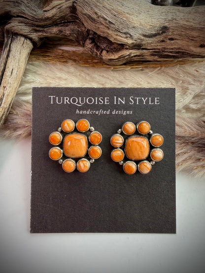 Federico Orange Spiny Cluster Earrings