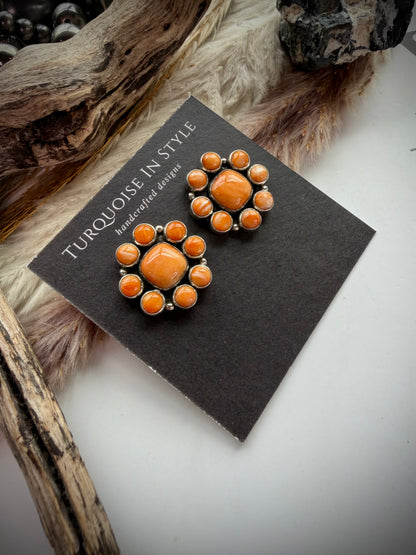 Federico Orange Spiny Cluster Earrings