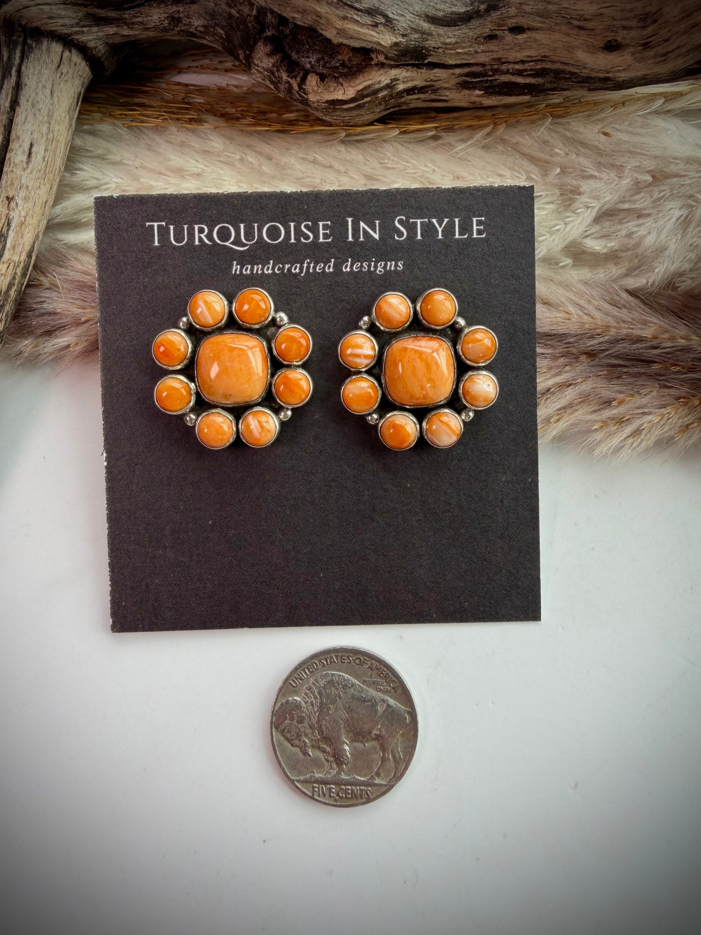 Federico Orange Spiny Cluster Earrings