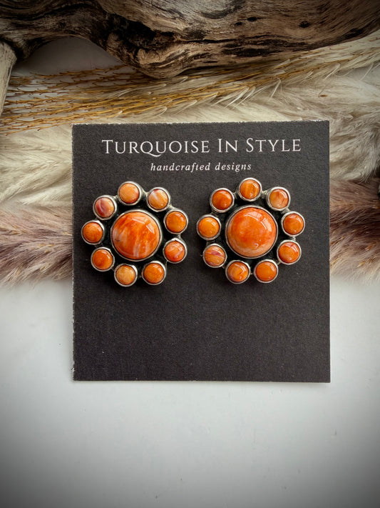 Federico Orange Spiny Cluster Earrings