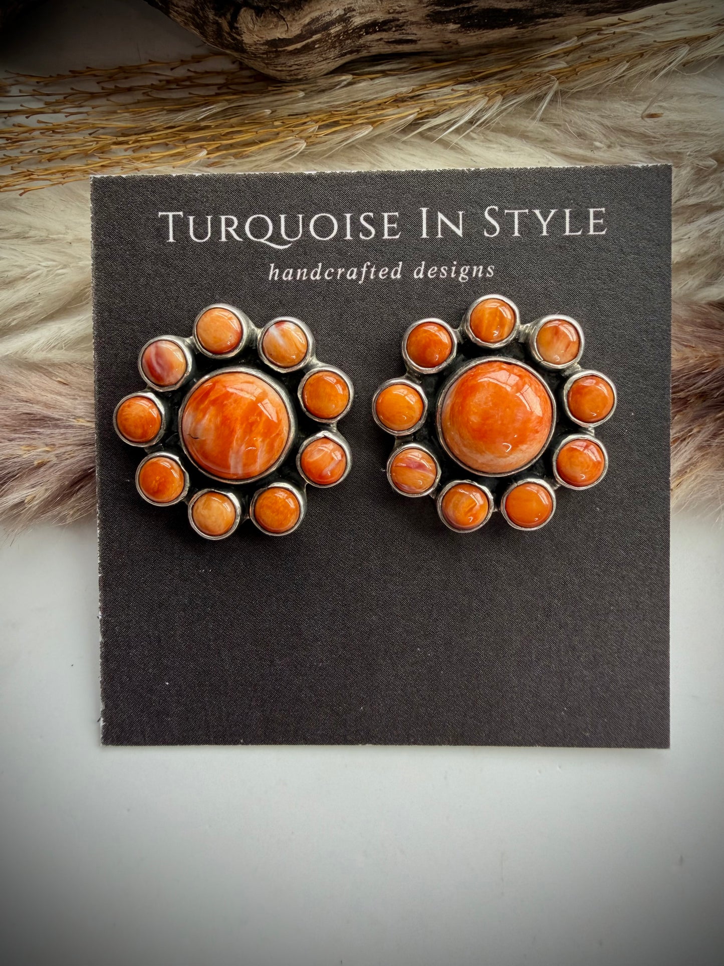 Federico Orange Spiny Cluster Earrings