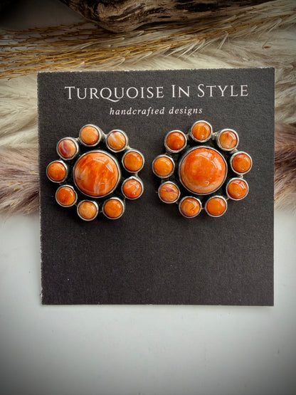 Federico Orange Spiny Cluster Earrings