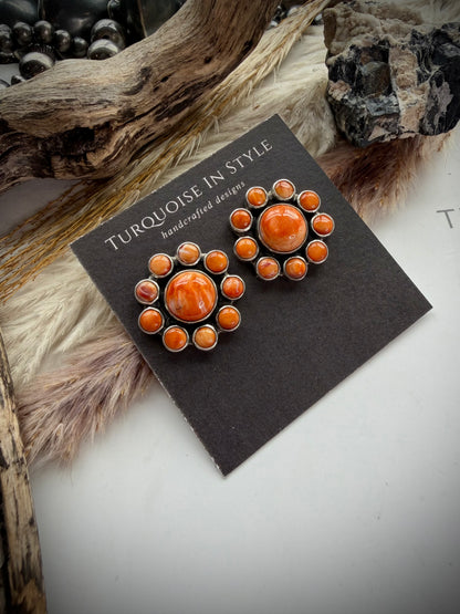 Federico Orange Spiny Cluster Earrings