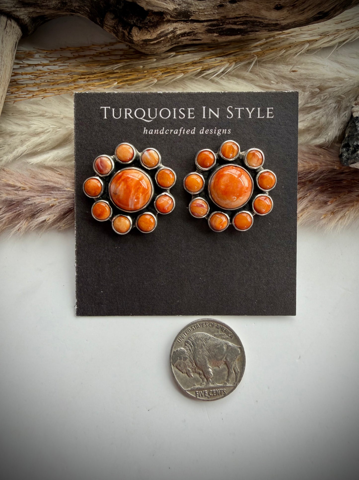 Federico Orange Spiny Cluster Earrings