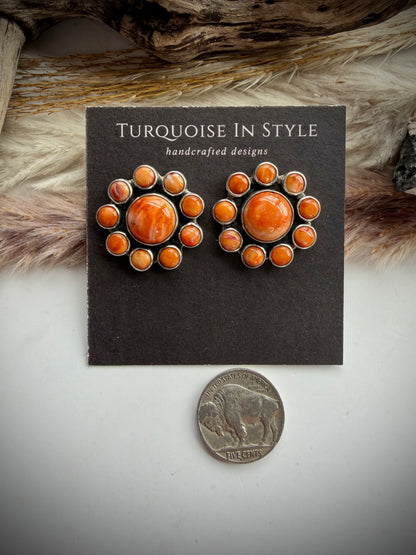 Federico Orange Spiny Cluster Earrings