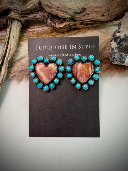 Federico Purple Spiny & Turquoise Heart Earrings