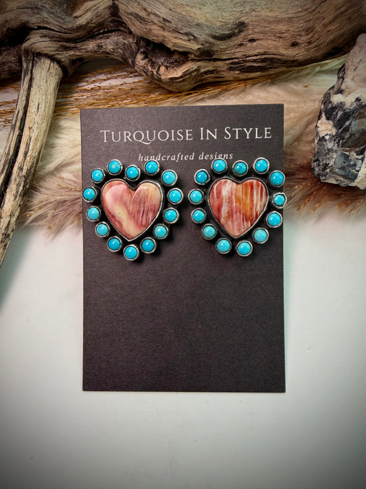 Federico Purple Spiny & Turquoise Heart Earrings