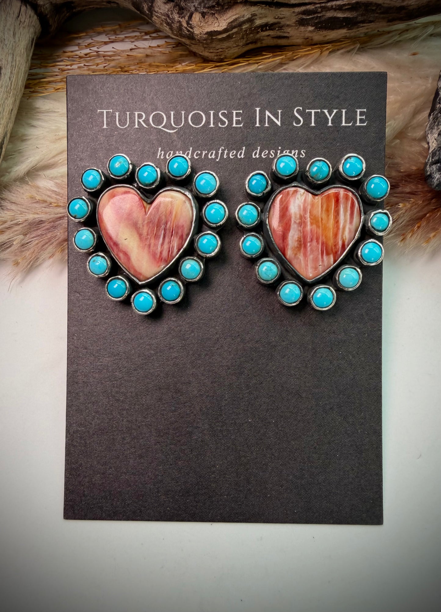 Federico Purple Spiny & Turquoise Heart Earrings
