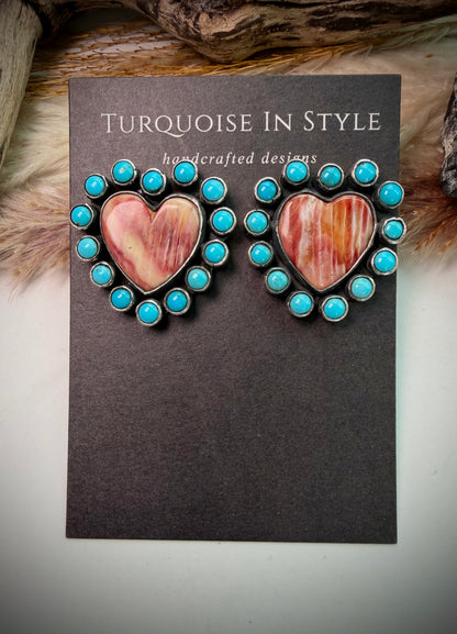 Federico Purple Spiny & Turquoise Heart Earrings