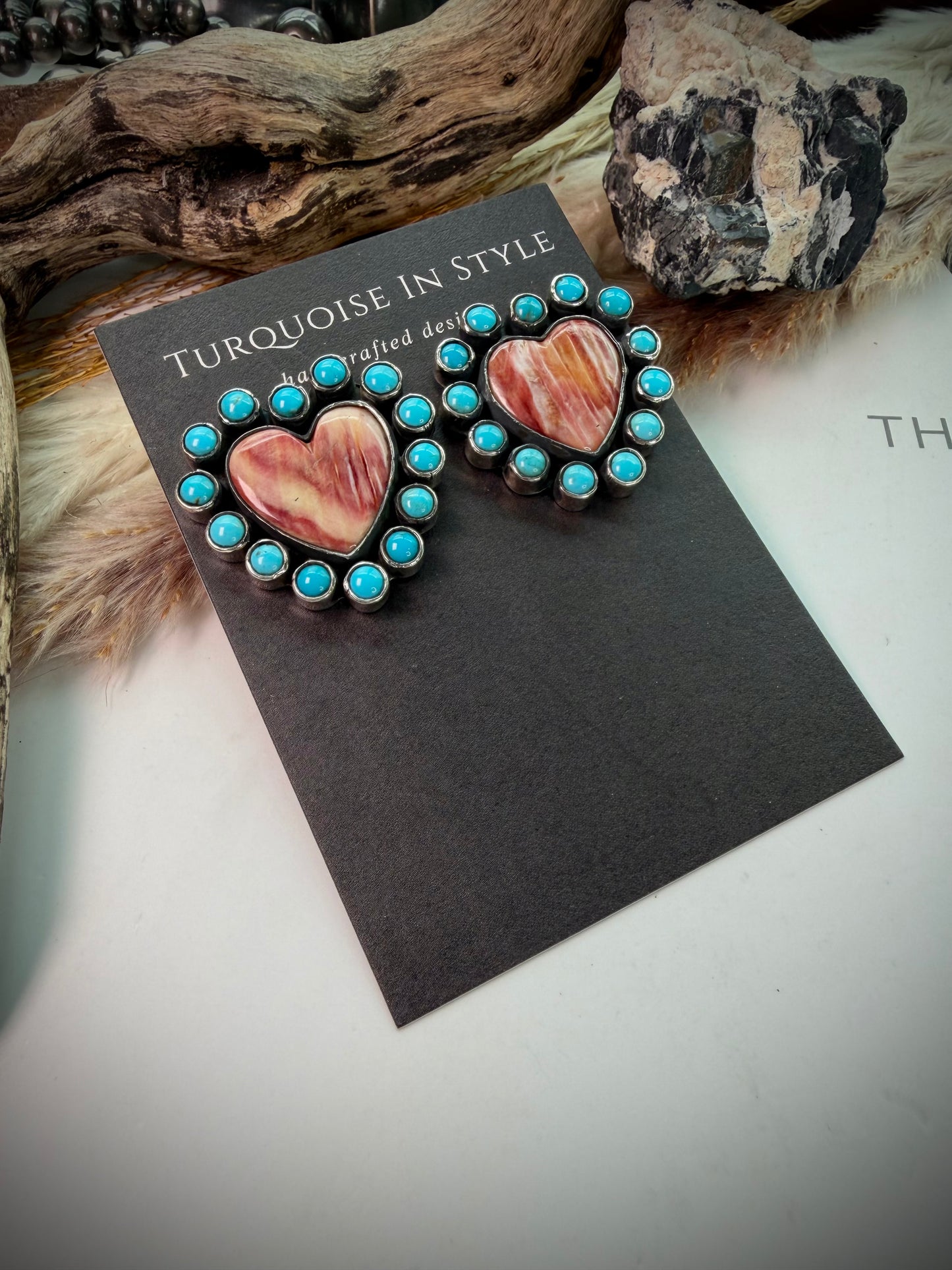 Federico Purple Spiny & Turquoise Heart Earrings