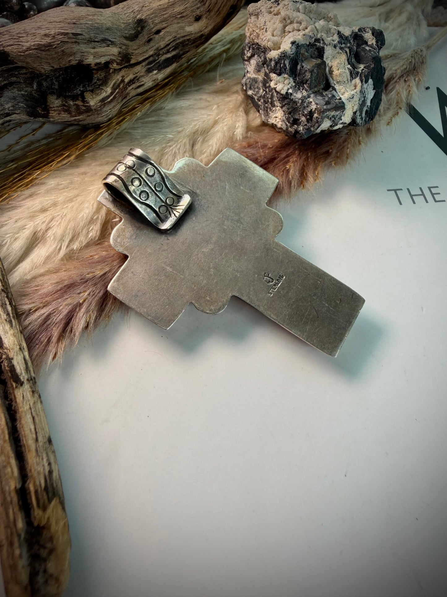 Federico Red & Orange Spiny Cross Pendant