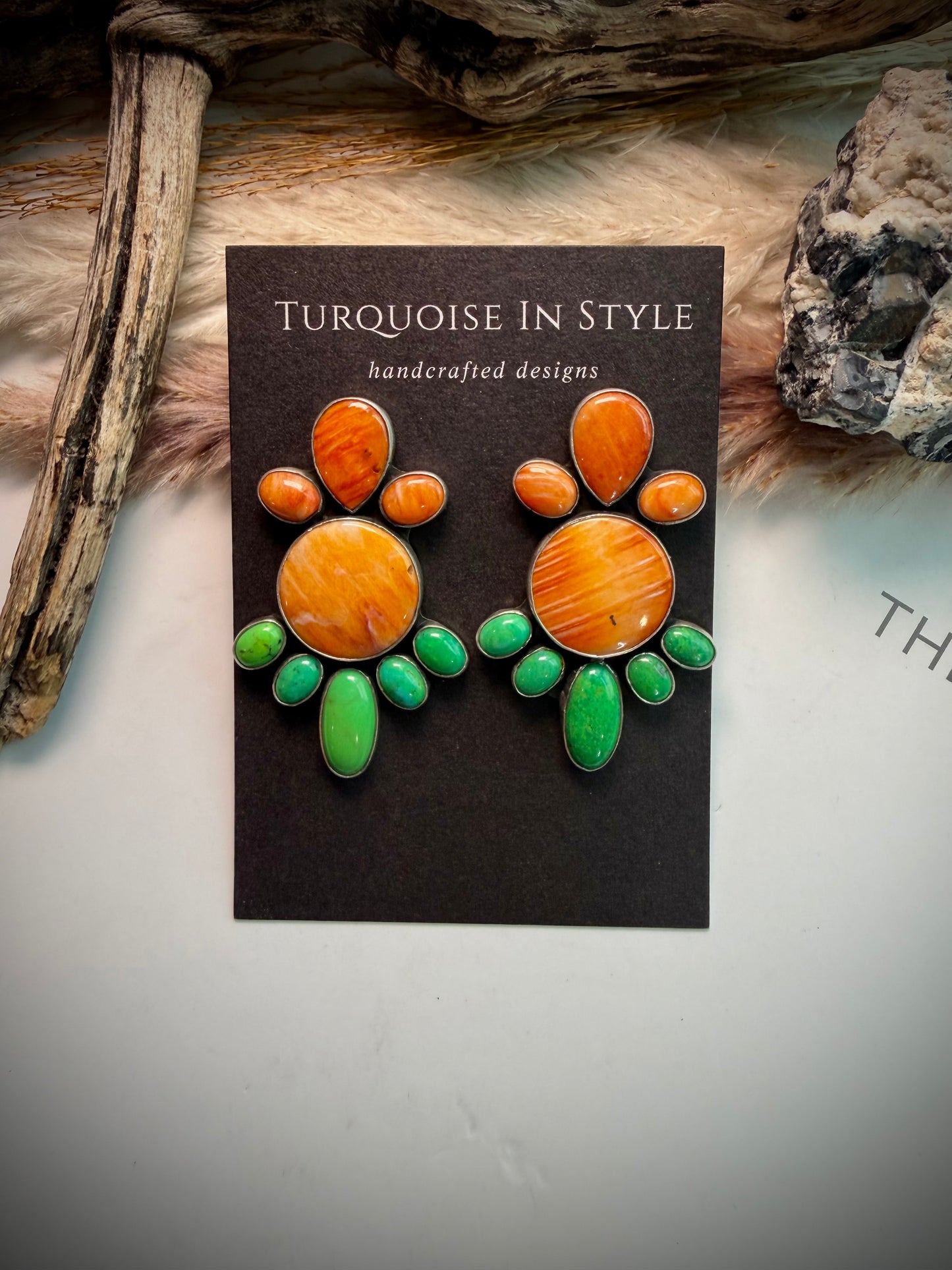 Federico Orange Spiny & Carico Lake Turquoise Earrings