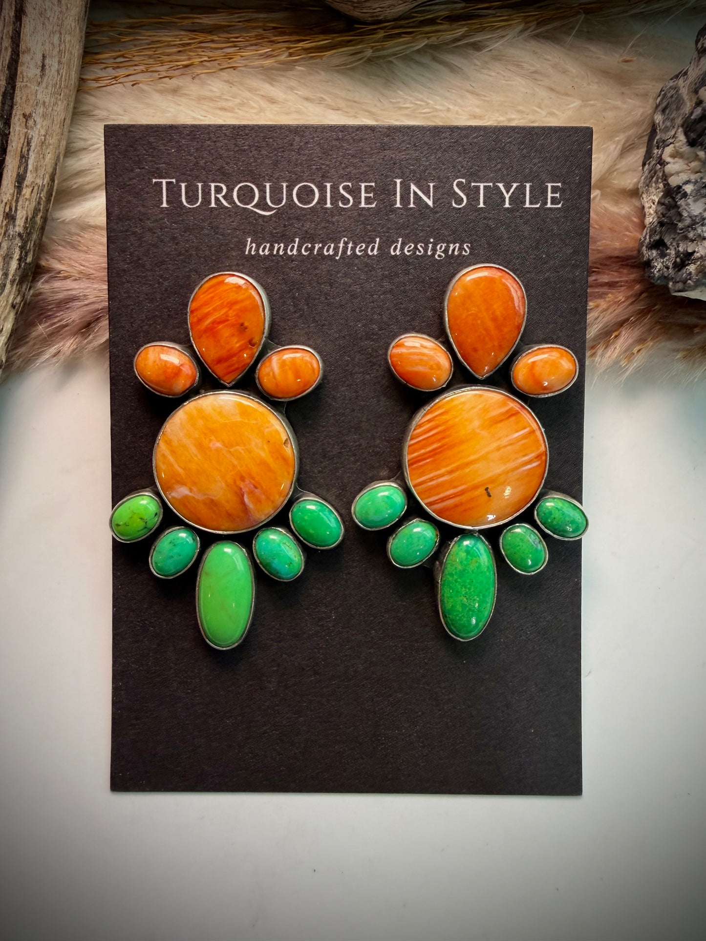 Federico Orange Spiny & Carico Lake Turquoise Earrings