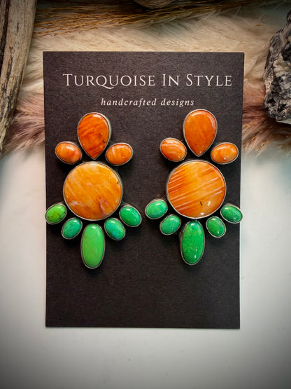 Federico Orange Spiny & Carico Lake Turquoise Earrings