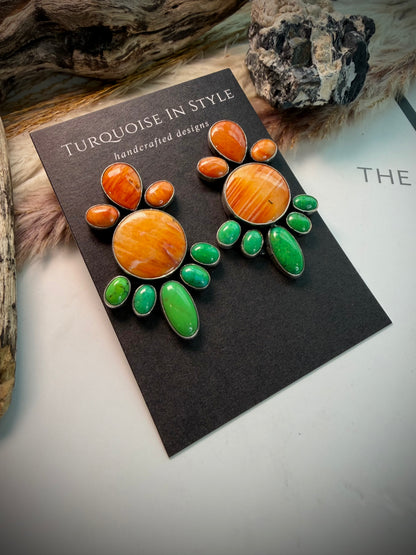 Federico Orange Spiny & Carico Lake Turquoise Earrings