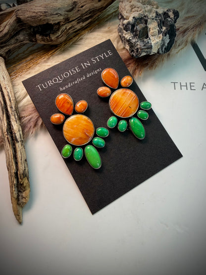 Federico Orange Spiny & Carico Lake Turquoise Earrings