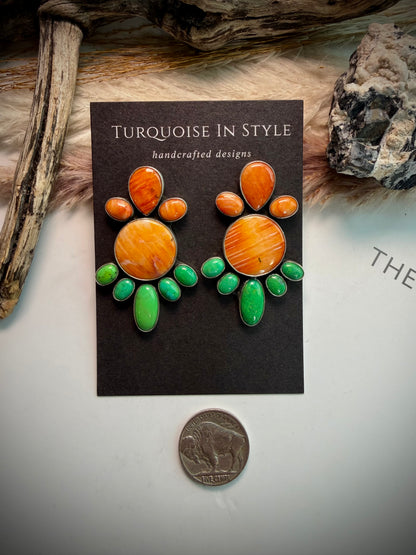 Federico Orange Spiny & Carico Lake Turquoise Earrings