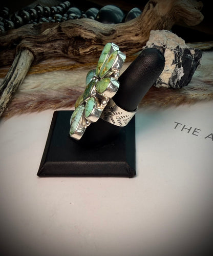 Federico Sonoran Gold Turquoise Cluster Ring- Adjustable