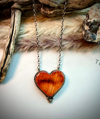 Orange Spiny Heart Necklace
