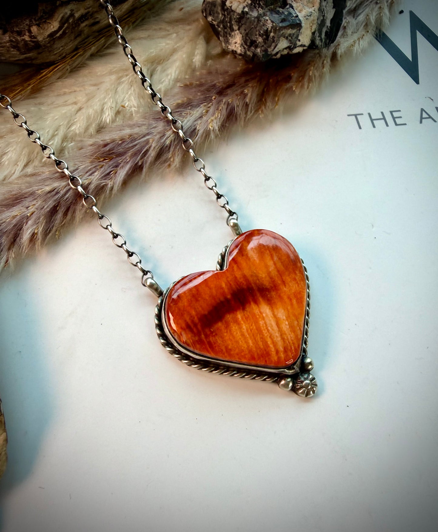 Orange Spiny Heart Necklace