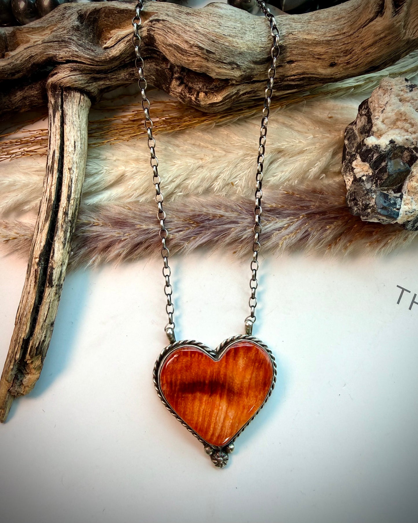 Orange Spiny Heart Necklace