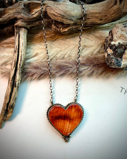 Orange Spiny Heart Necklace