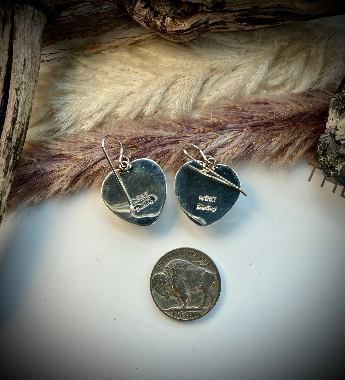 Faceted Abalone Heart Dangle Earrings by R Grace