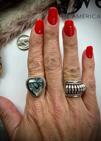 Abalone Heart Ring- 9