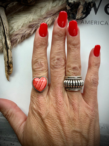 Red Spiny Heart Ring- 9