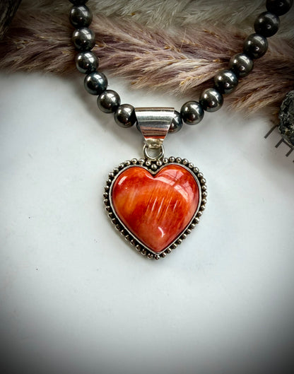 Red/Orange Spiny Heart Pendant