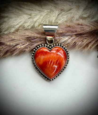 Red/Orange Spiny Heart Pendant