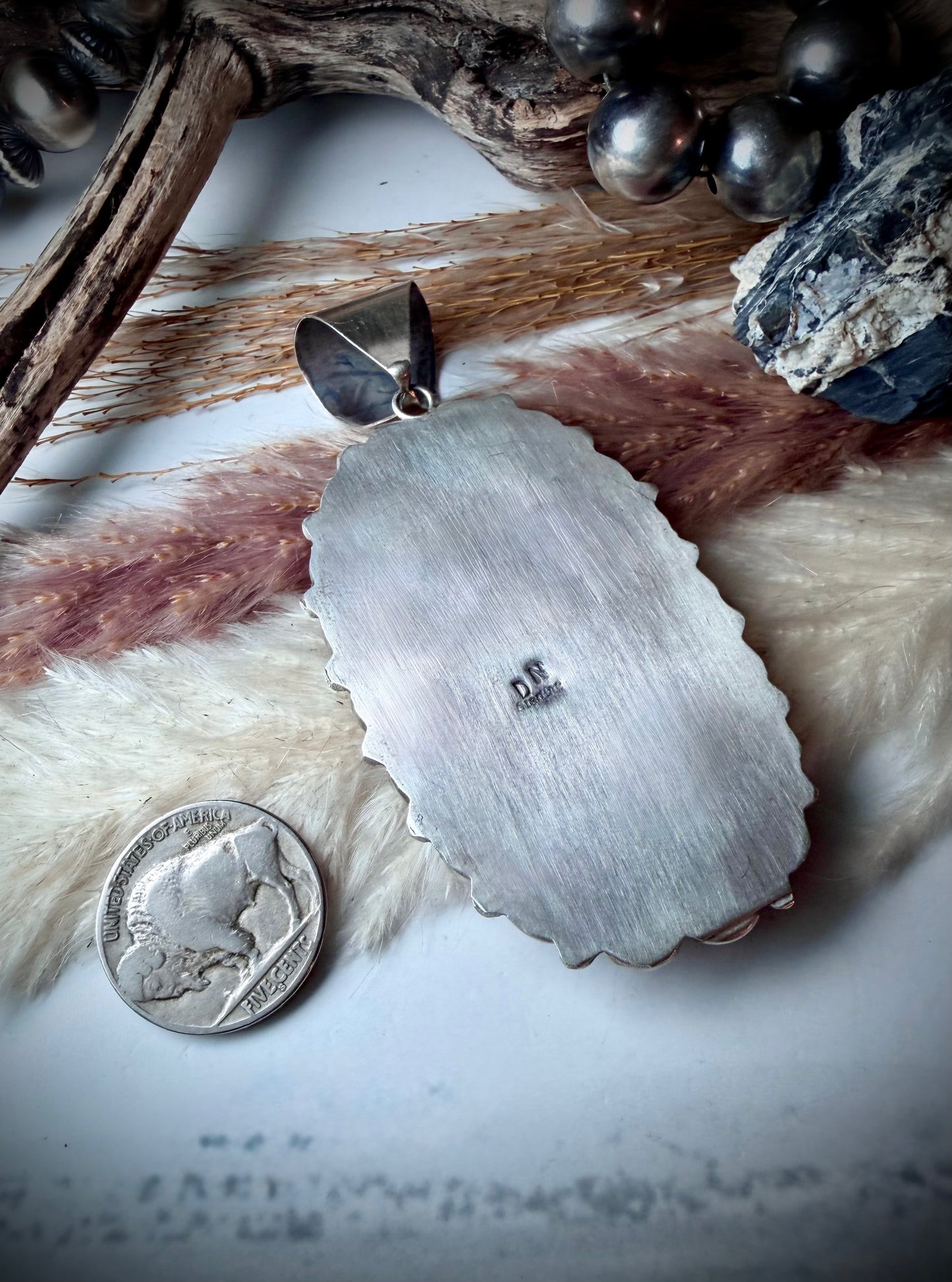Boulder Turquoise & Red Coral Cluster Pendant