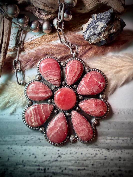 Massive Rhodochrosite Flower Necklace