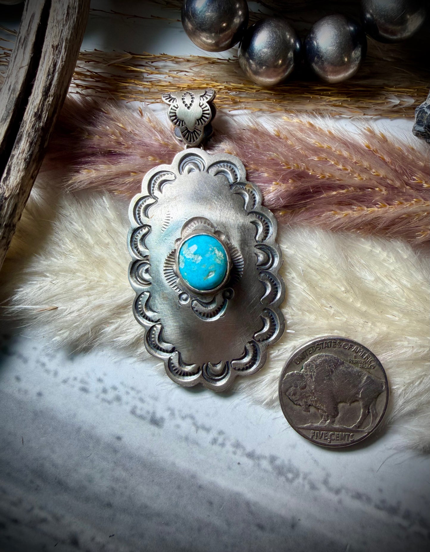 Concho Pendant with Sonoran Rose Stone